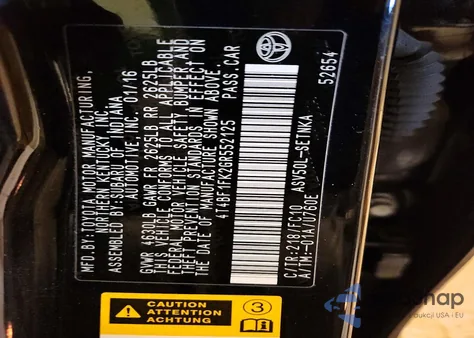 2016 Toyota Camry Le z USA, uszkodzony, nr VIN 4T4BF1FK2GR552125